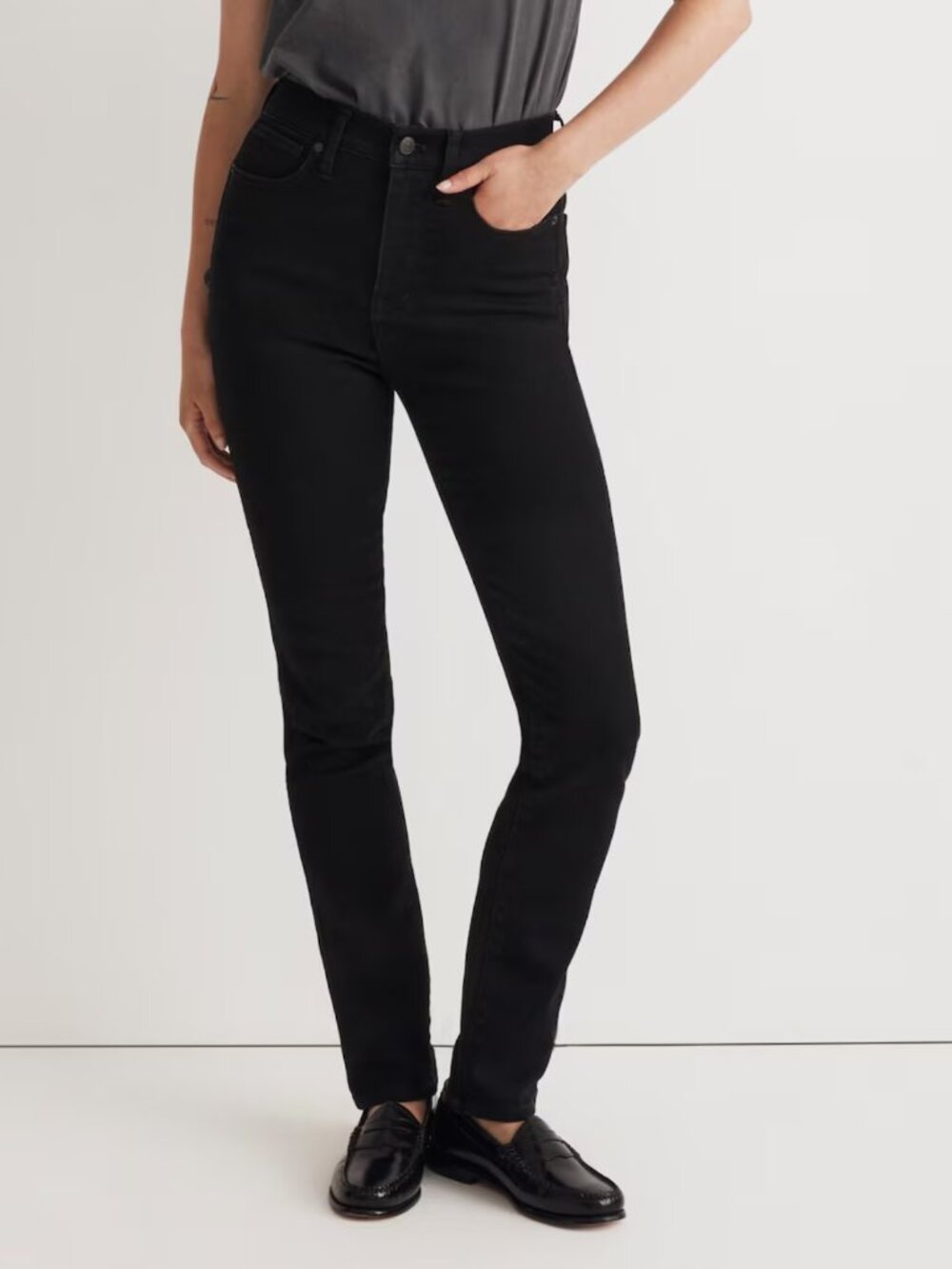Madewell Curvy Stovepipe Black Jeans, Size 24